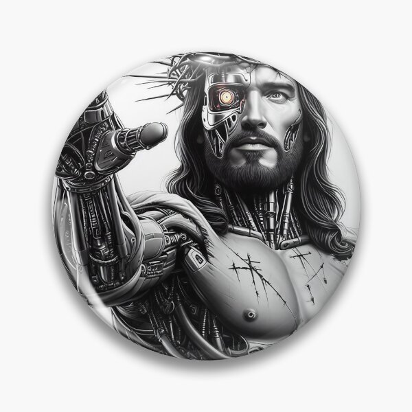 Item preview, Greyscale Cyborg Android Jesus designed and sold by jay-cack.