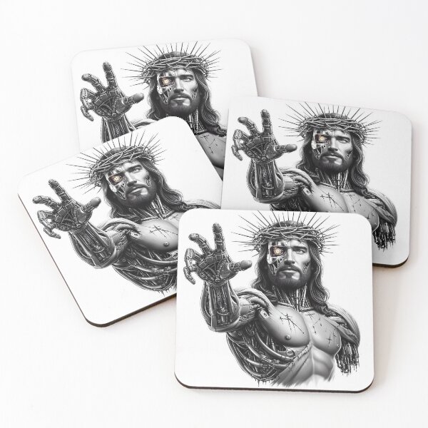 Item preview, Greyscale Cyborg Android Jesus designed and sold by jay-cack.