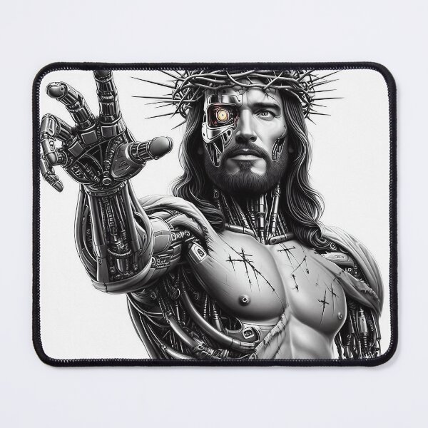 Item preview, Greyscale Cyborg Android Jesus designed and sold by jay-cack.