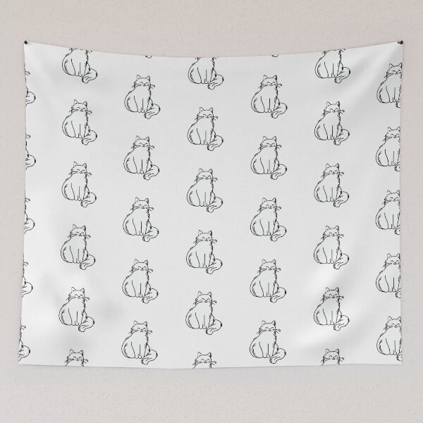Item preview, Cute One Line Art Cartoon Cat Drawing designed and sold by nada-art.