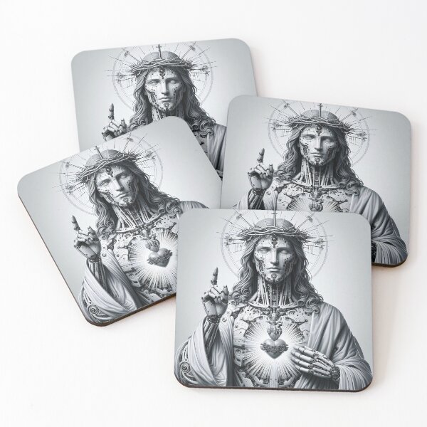 Item preview, Cyberpunk Cyborg Android Jesus in Greyscale designed and sold by jay-cack.