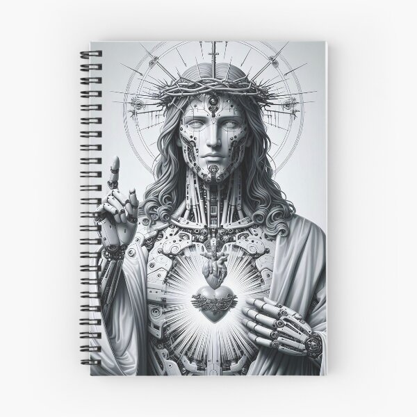 Item preview, Cyberpunk Cyborg Android Jesus in Greyscale designed and sold by jay-cack.