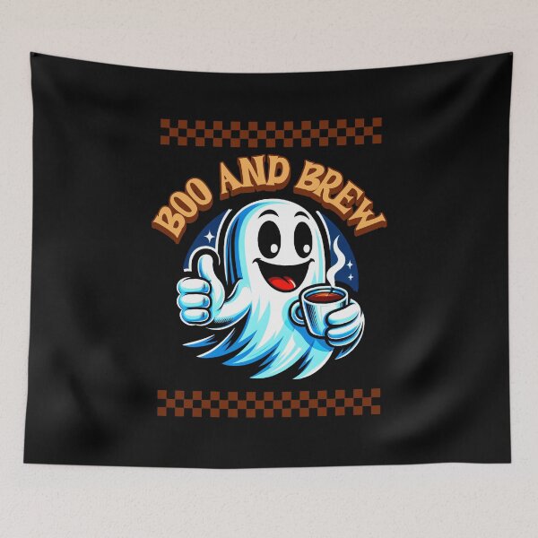 Item preview, Boo And Brew Halloween Cute Funny Happy Thumbs Up Ghost Coffee Caffeine Spooky designed and sold by CarantinedChaos.