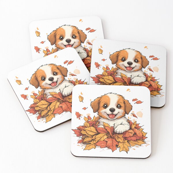 Item preview, Autumn Pup in a Pile of Leaves designed and sold by katerynaS99.