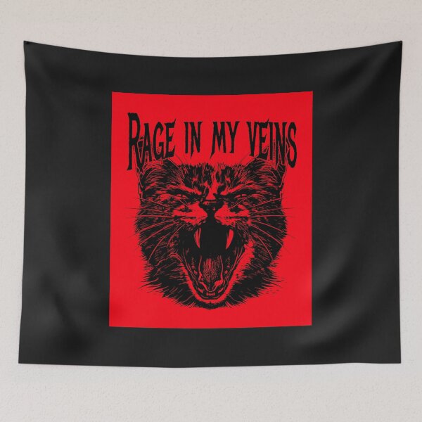 Item preview, Rage in My Veins, Metal Cat. #RockCat #MetalCat #GrowlingCat #DeathGrowl designed and sold by Anna Halasek.