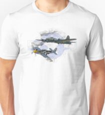 P-51 Mustang flying escort for B17 Unisex T-Shirt