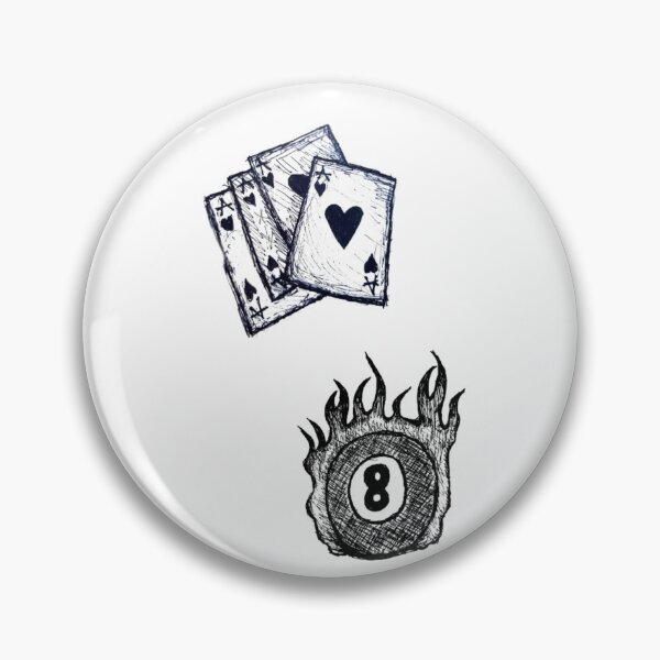 Item preview, Cards And 8 Ball Gambling Tattoo Style Grayscale designed and sold by KayTurtless.