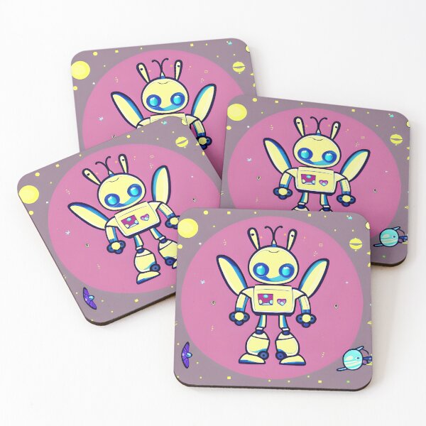 Item preview, Alien Robot Bug with Yellow Wings and a Pink Moon designed and sold by omgnovalynn.