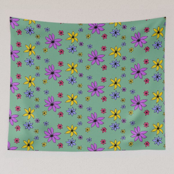 Item preview, Retro flowers green pattern designed and sold by cherylkiszla.