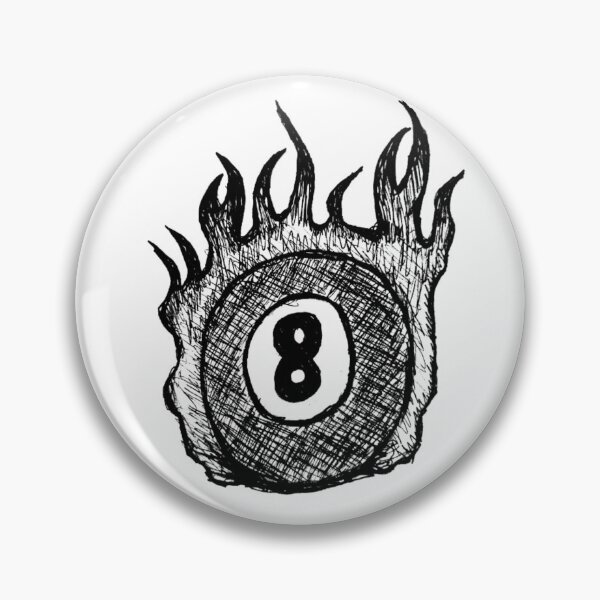 Item preview, Flaming 8 Pool Ball Grayscale designed and sold by KayTurtless.
