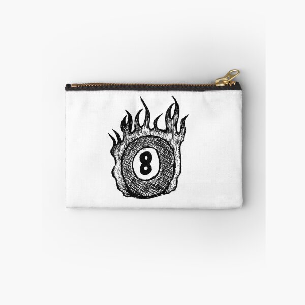 Item preview, Flaming 8 Pool Ball Grayscale designed and sold by KayTurtless.