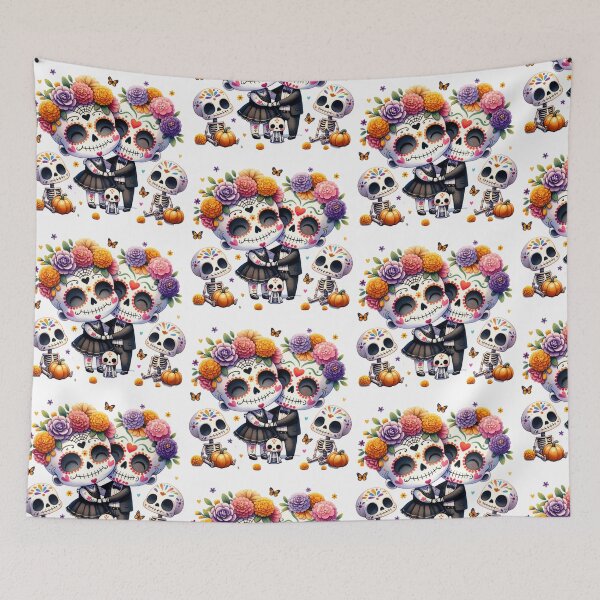 Item preview, Day of the Dead couple and dog - Dia de muertos designed and sold by MeroroGraphics.