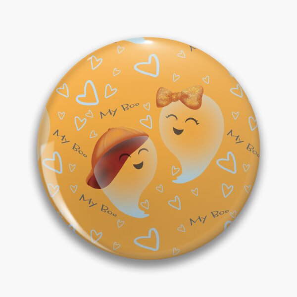 Item preview, Cute Ghost Couple My Boo Pattern on Light Orange designed and sold by MakerOfPaper.