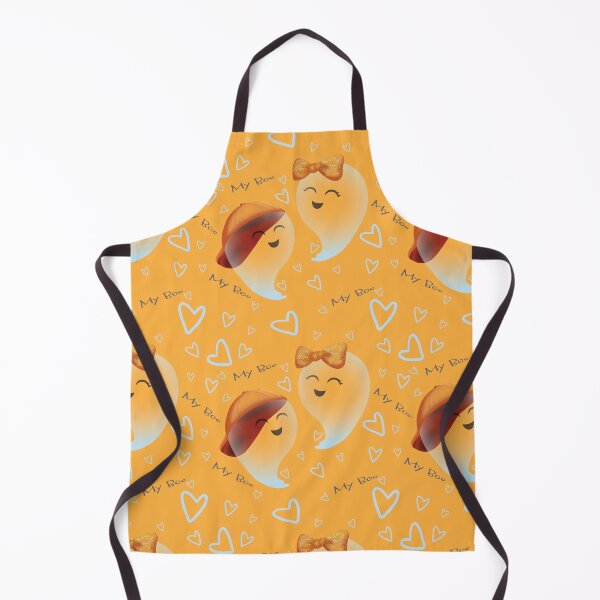 Aperçu de l'œuvre Joli motif de couple de fantômes My Boo sur orange clair créée et vendue par MakerOfPaper.