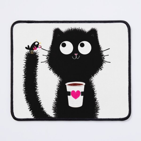 Item preview, Cute Black Cat Holding Coffee Cup with Bird Friend designed and sold by jlion jogy.