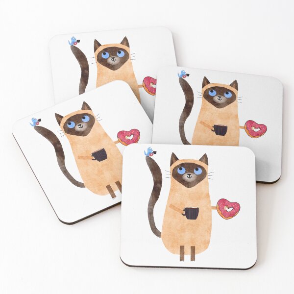 Item preview, Cute Cat Holding Coffee Mug and Heart Shaped Donut designed and sold by jlion jogy.