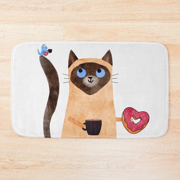 Item preview, Cute Cat Holding Coffee Mug and Heart Shaped Donut designed and sold by jlion jogy.
