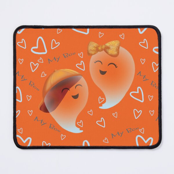 Item preview, Cute Ghost Couple My Boo Pattern on Dark Orange designed and sold by MakerOfPaper.