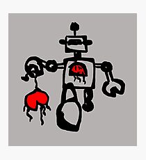 Running Robot with his Heart Ripped out, robot attack, graphic Photographic Print