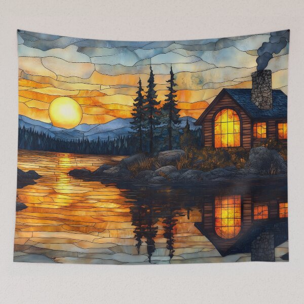 Item preview, Stained Glass of Forest Sunset designed and sold by Cozirlax.