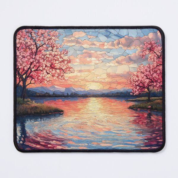 Item preview, Stained Glass of Cherry Blossom Sunset Reflection designed and sold by Cozirlax.