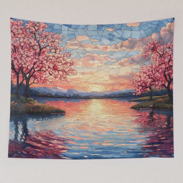 Item preview, Stained Glass of Cherry Blossom Sunset Reflection designed and sold by Cozirlax.