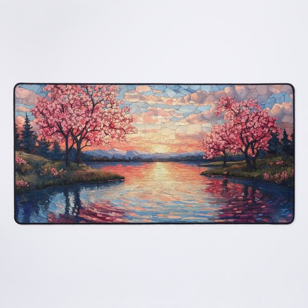 Item preview, Stained Glass of Cherry Blossom Sunset Reflection designed and sold by Cozirlax.