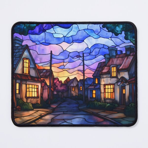 Item preview, Stained Glass of Quaint Village Street designed and sold by Cozirlax.
