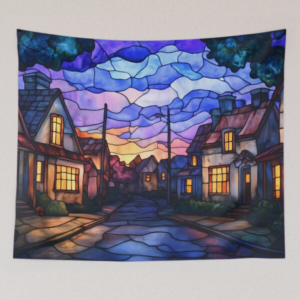 Item preview, Stained Glass of Quaint Village Street designed and sold by Cozirlax.
