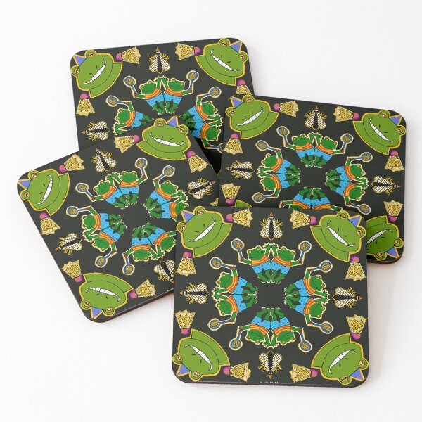 Item preview, Frogs play badminton black background designed and sold by Joslin Fields.