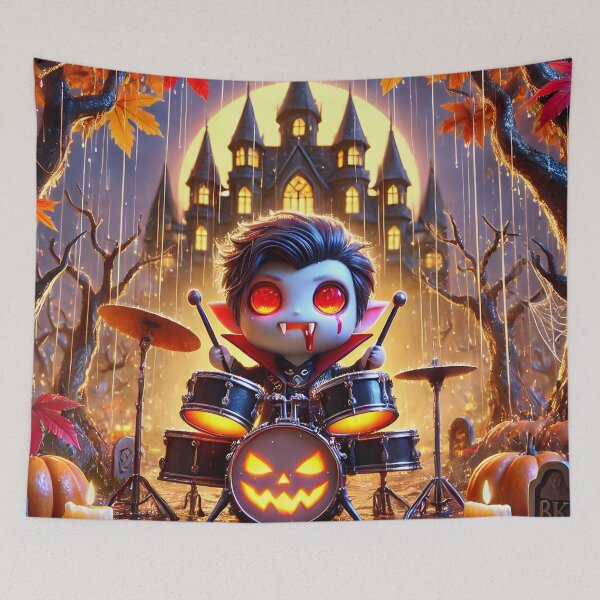Item preview, Adorable vampire plays drums designed and sold by Artbellachi.