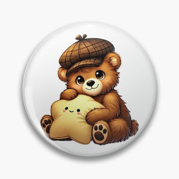 Item preview, Cuddly Bear with Star Pillow designed and sold by MaximumCutewaii.