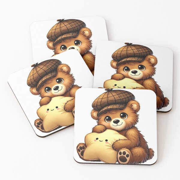 Item preview, Cuddly Bear with Star Pillow designed and sold by MaximumCutewaii.