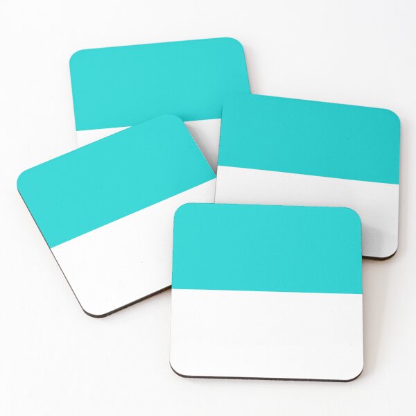 Item preview, Horizontal Halves - White and Cyan designed and sold by JustPatterns2.