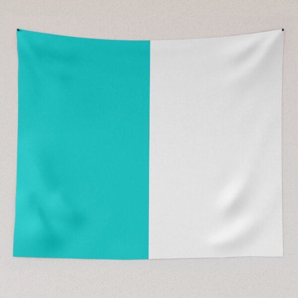 Item preview, Vertical Halves - White and Cyan designed and sold by JustPatterns2.