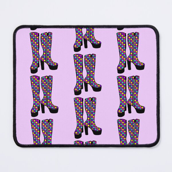 Item preview, Retro Boots with Checkered Pattern - neon colors, Pink, Purple, Blue and yellow designed and sold by MrsCreative1.