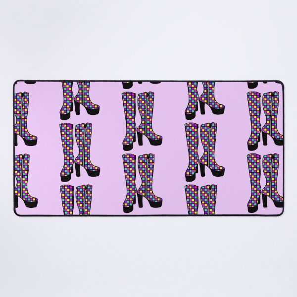 Item preview, Retro Boots with Checkered Pattern - neon colors, Pink, Purple, Blue and yellow designed and sold by MrsCreative1.
