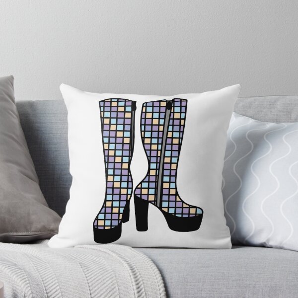 Item preview, Retro Boots with Checkered Pattern - Pastel colors, Purple, Blue and yellow  designed and sold by MrsCreative1.