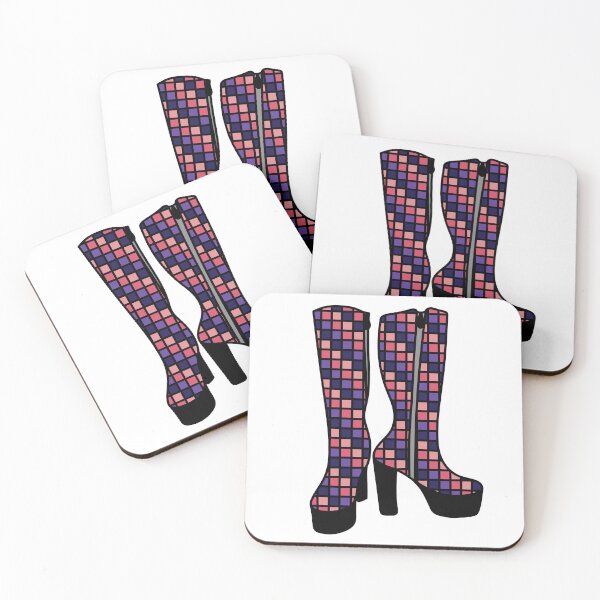 Item preview, Retro Boots with Checkered Pattern Purple and Pink designed and sold by MrsCreative1.