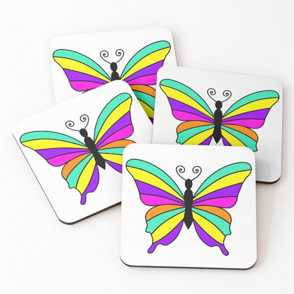 Item preview, Retro Butterfly Illustration Neon Colors, Pink, Purple, Orange, yellow and Green designed and sold by MrsCreative1.