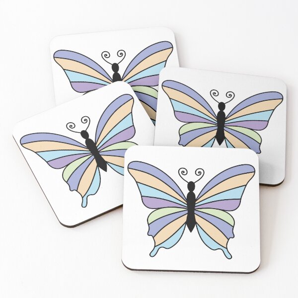 Item preview, Retro Butterfly Illustration Pastel Colors Purple, Blue and Cream designed and sold by MrsCreative1.