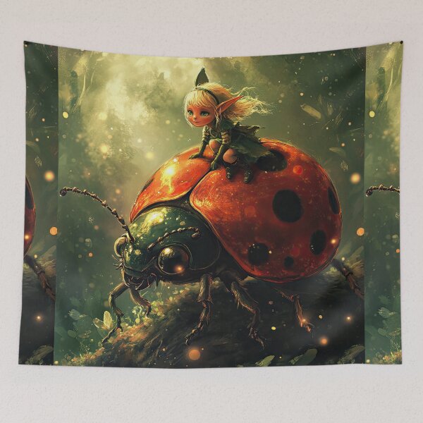 Aperçu de l'œuvre Fée assise sur une coccinelle Coccinelle créée et vendue par thewandswant.