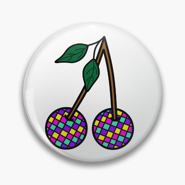 Item preview, Retro Cherries with Checkered Pattern Neon Colors, Pink, purple, Yellow and Blue designed and sold by MrsCreative1.