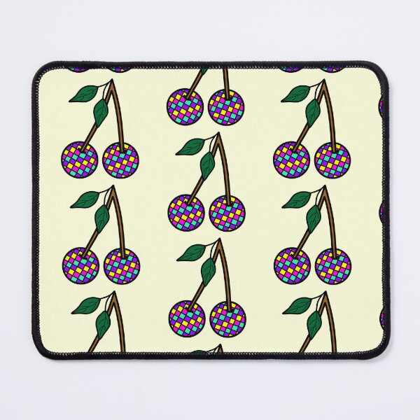 Item preview, Retro Cherries with Checkered Pattern Neon Colors, Pink, purple, Yellow and Blue designed and sold by MrsCreative1.
