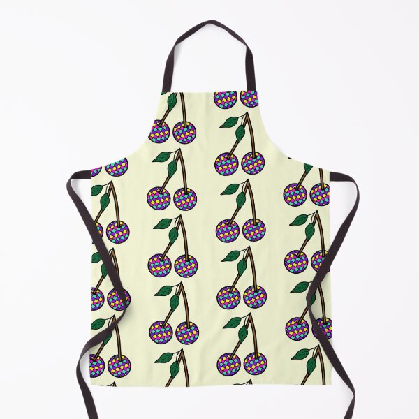 Item preview, Retro Cherries with Checkered Pattern Neon Colors, Pink, purple, Yellow and Blue designed and sold by MrsCreative1.