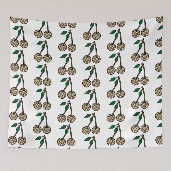 Item preview, Retro Cherries with Checkered Pattern Orange and Green  designed and sold by MrsCreative1.
