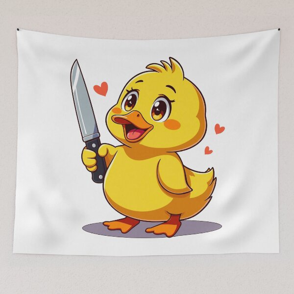 Item preview, Funny and Cute Anime Duck With Knife designed and sold by ThreeftlyPicks.
