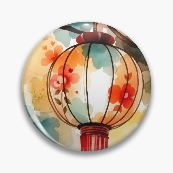 Item preview, Chinese lantern watercolor art designed and sold by patterncrow.