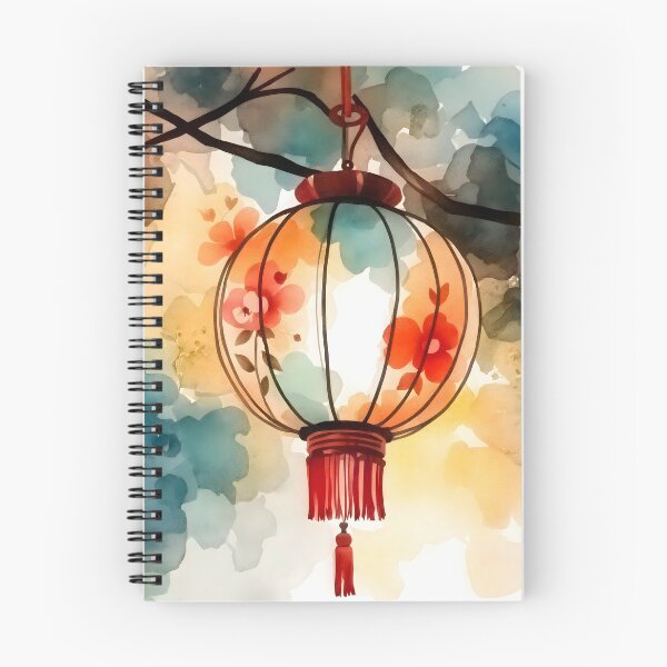 Item preview, Chinese lantern watercolor art designed and sold by patterncrow.