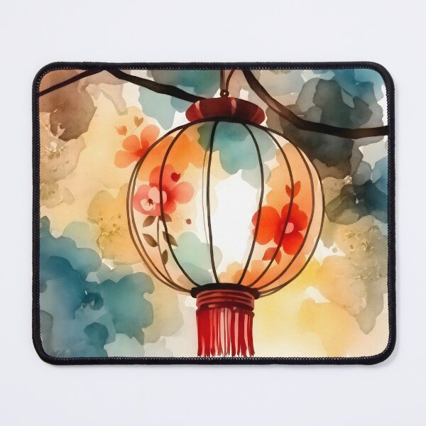 Item preview, Chinese lantern watercolor art designed and sold by patterncrow.